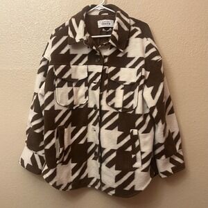 NWT Free People Native Youth Jerrod Jacquard Houndstooth Oversized Shacket SZ M